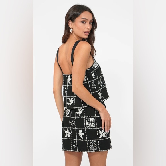 Greylin Set - Black and White Embroidered Two-Piece Set | Top S / Skirt M | - Picture 4 of 6